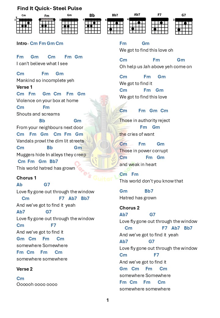 Find It Quick- Steel Pulse chords and lyrics page 1 of 2