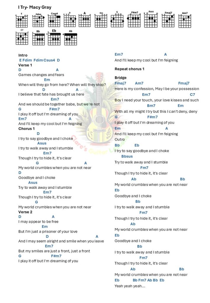 I Try- Macy Gray, chords and lyrics