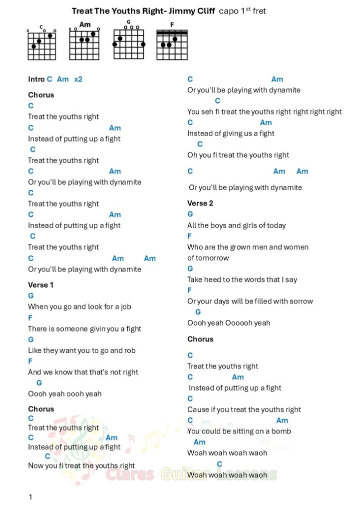 Treat The Youths Right- chords and lyrics