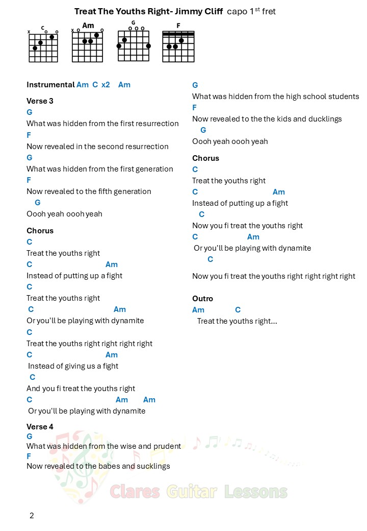 Treat The Youths Right- Jimmy Cliff chords page 2