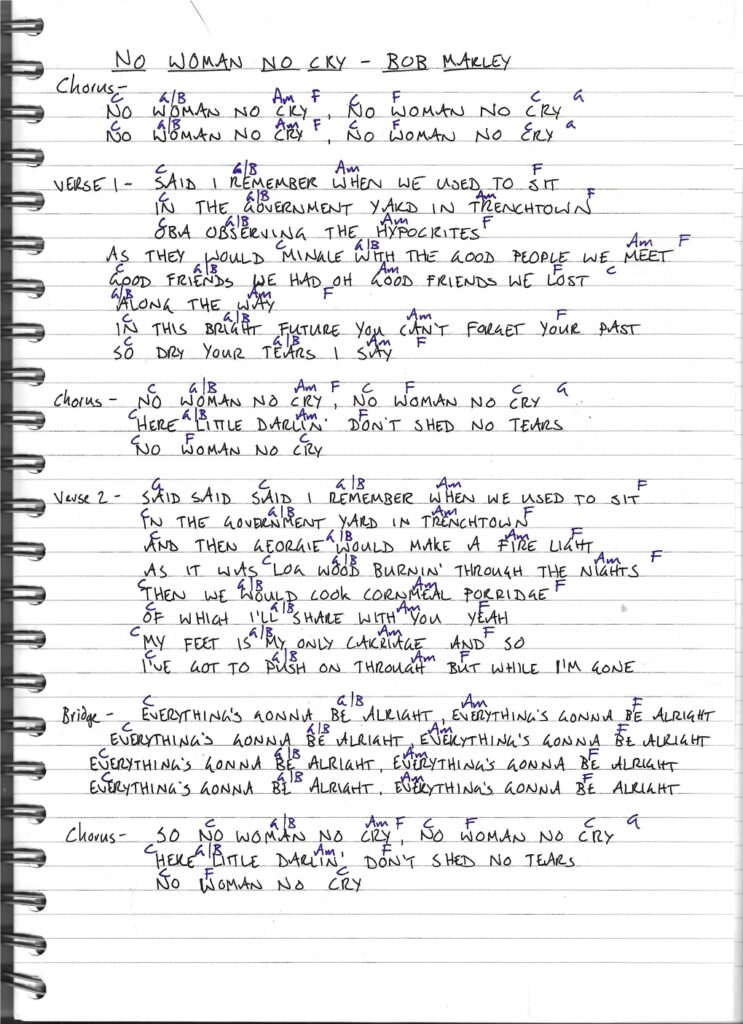 No Woman No Cry_Bob Marley_chords